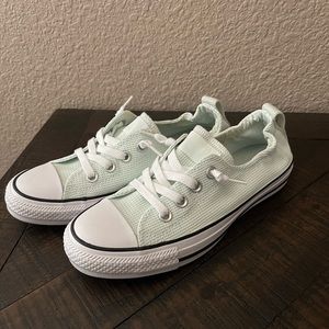 Women’s size 7 mint green slip on Converse sneakers